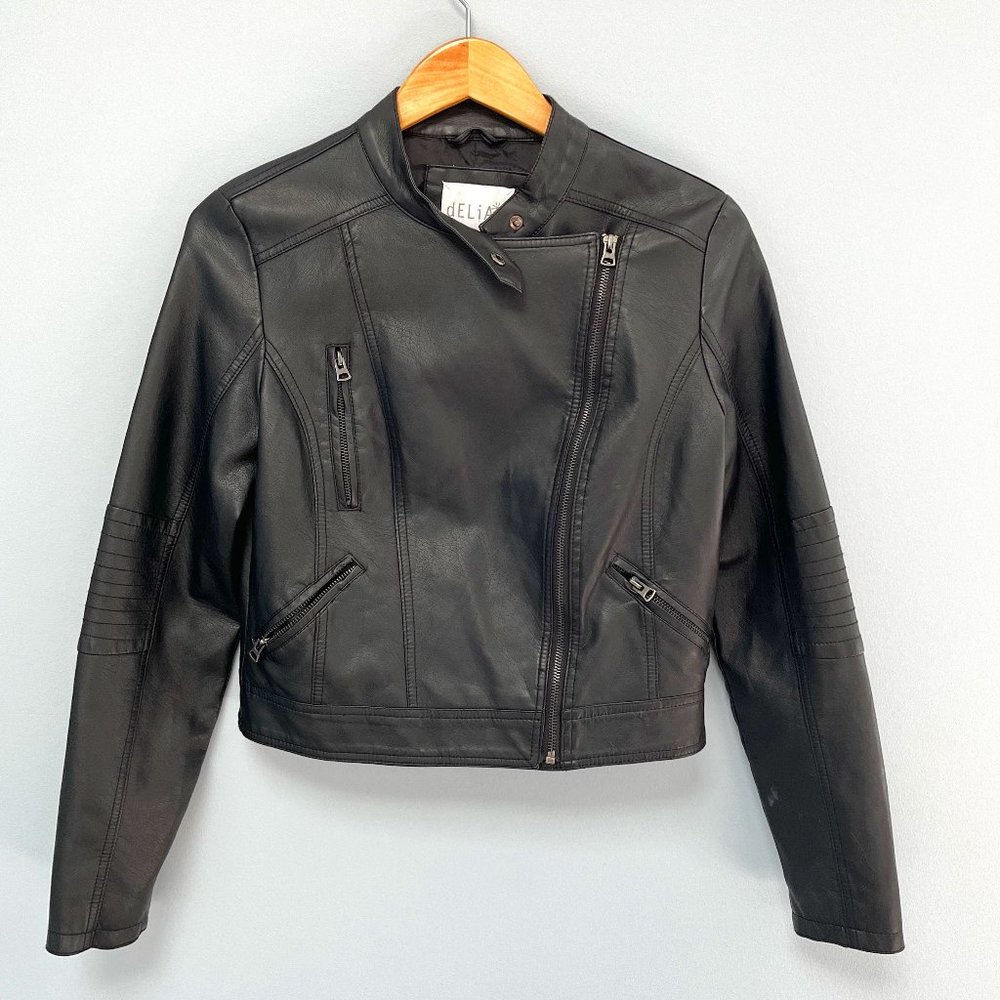 dELiA*s Poly / Pleather Moto / Biker Style Jacket Size Medium